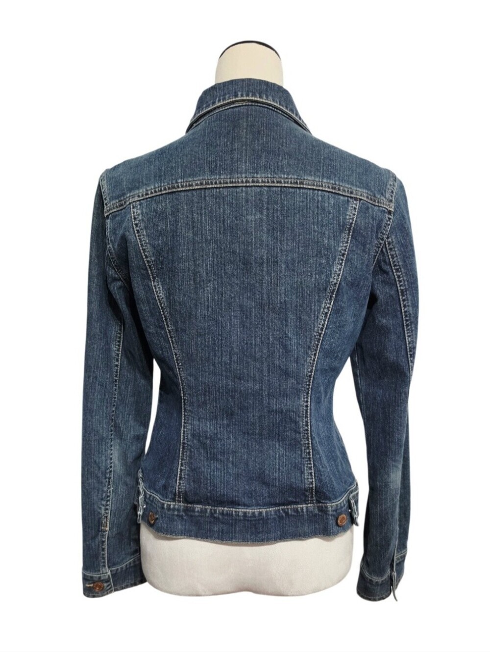 New York & Company Denim Jean Jacket Womens Size 4 Blue Fitted Stretch Trucker - Picture 6 of 12
